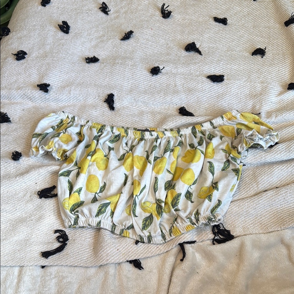 Primark Yellow and White Ruffled Crop Blouse
